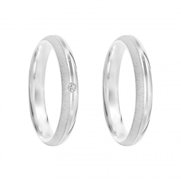 Kit Par De Alianças e Solitário De Prata