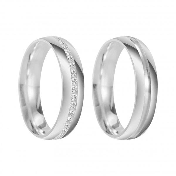 Kit Par De Alianças e Solitário De Prata