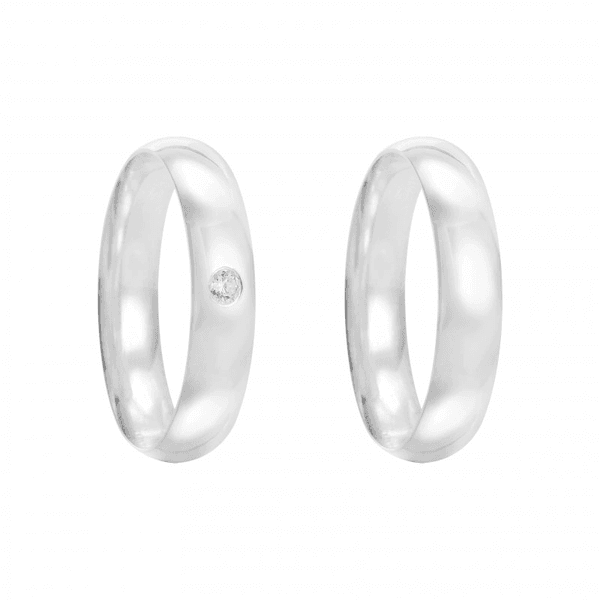 Kit Par De Alianças e Solitário De Prata