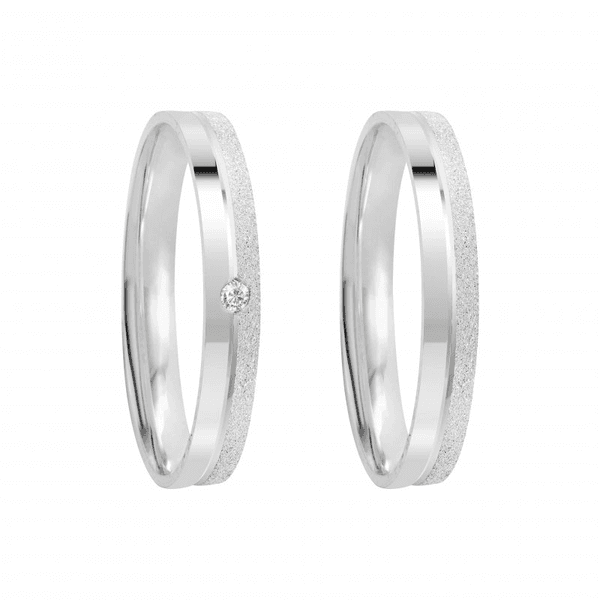 Kit Par De Alianças e Solitário De Prata