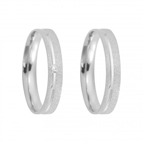 Kit Par De Alianças e Solitário De Prata