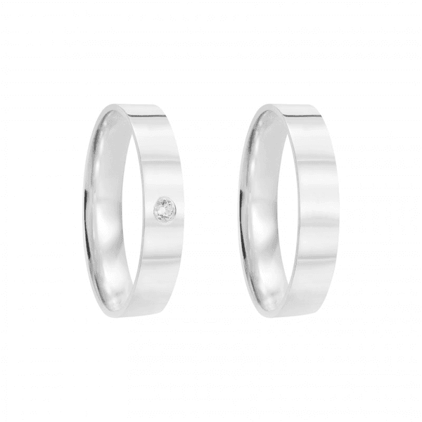 Kit Par De Alianças e Solitário De Prata