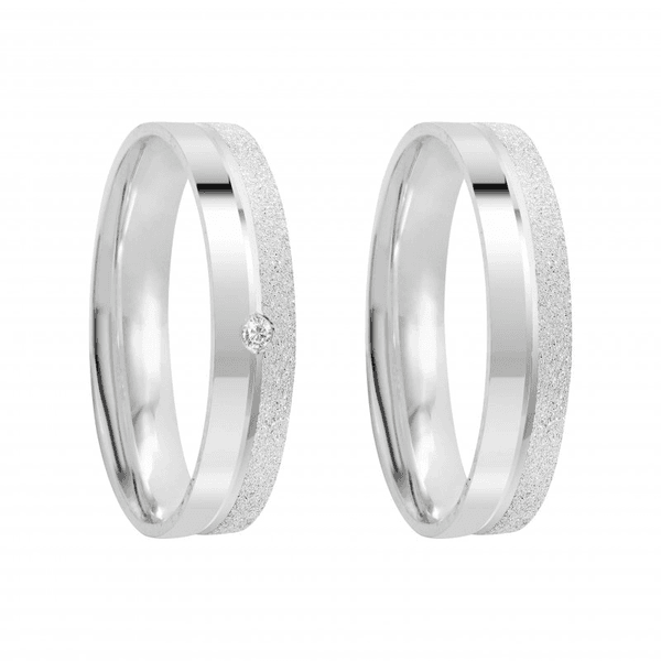 Kit Par De Alianças e Solitário De Prata