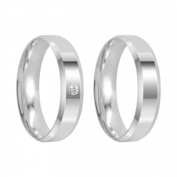 Kit Par De Alianças e Solitário De Prata