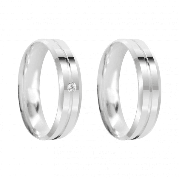 Kit Par De Alianças e Solitário De Prata