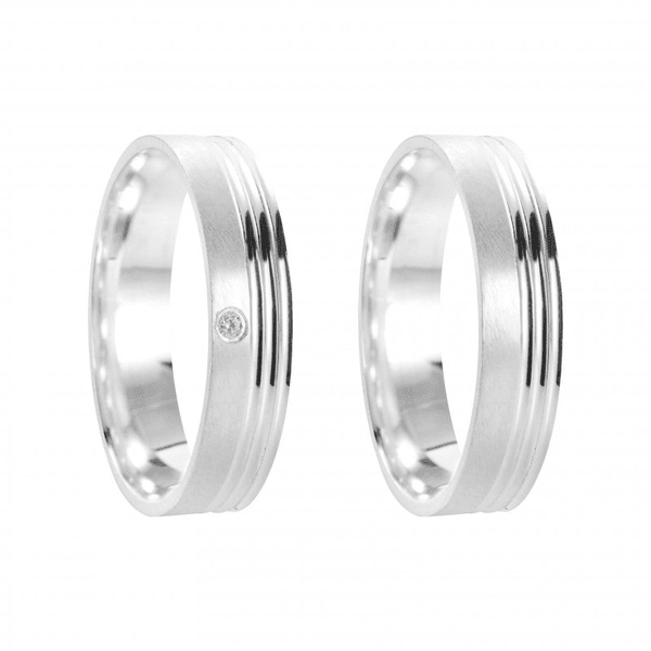 Kit Par De Alianças e Solitário De Prata