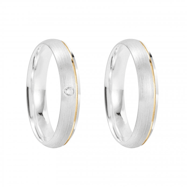 Kit Par De Alianças e Solitário De Prata