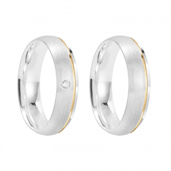 Kit Par De Alianças e Solitário De Prata