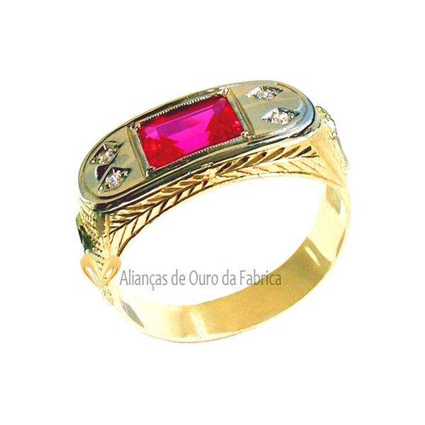 Anel De Formatura Em Ouro Com Pedras