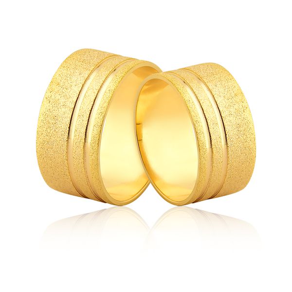 Alianças De Ouro Larga Diamantada