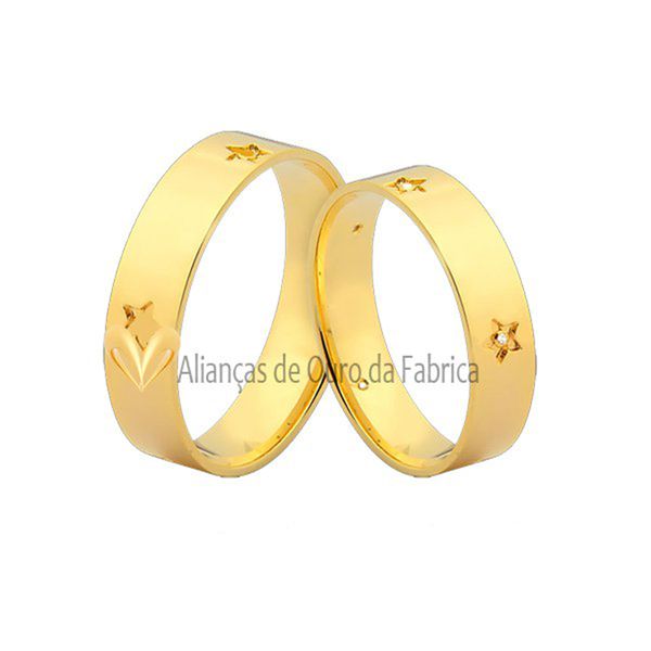 Alianças Em Ouro Com Estrelas