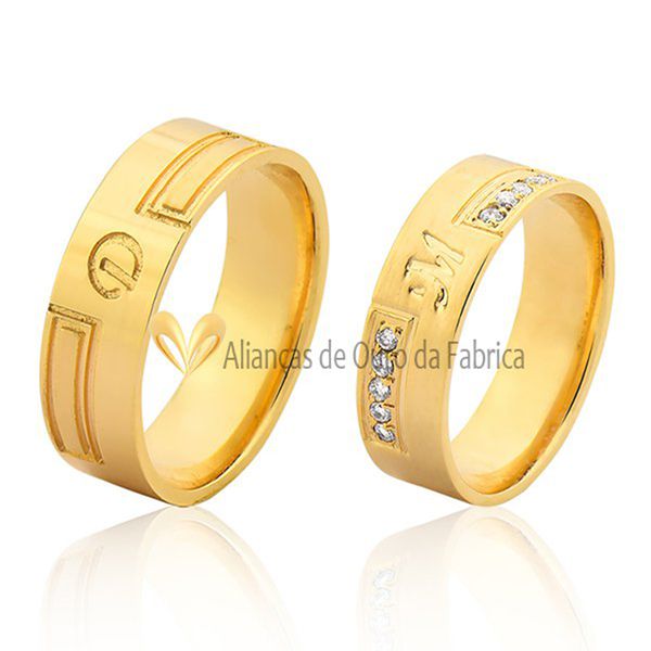 Alianças Em Ouro Com Pedras