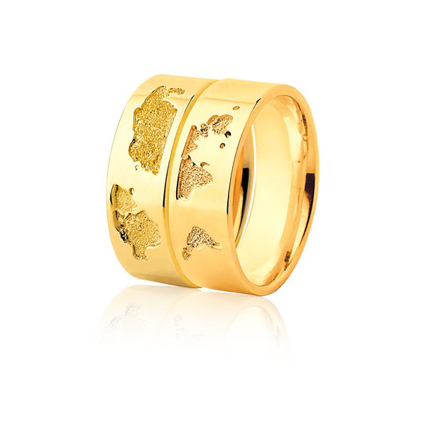 Alianças De Ouro Personalizadas Com Mapa Mundi