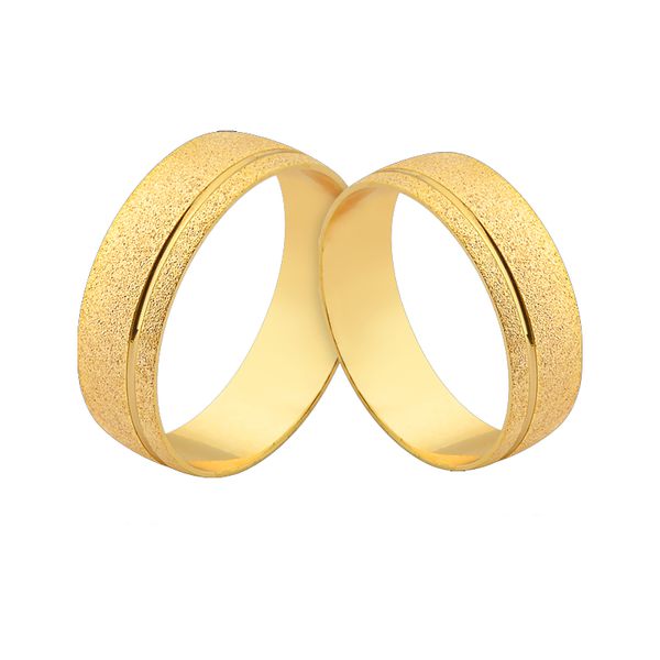Alianças De Ouro Meia Cana Diamantadas Com Frisos
