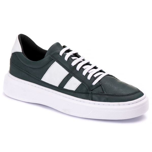 Tênis Masculino Couro Torino Verde e Branco