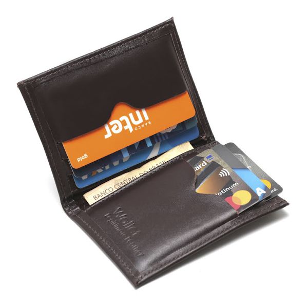 Carteira Masculina Couro Slim Café