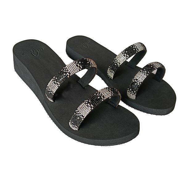 Sandália de compensação de altura, palmilha slim arcos cristal Alley Surf