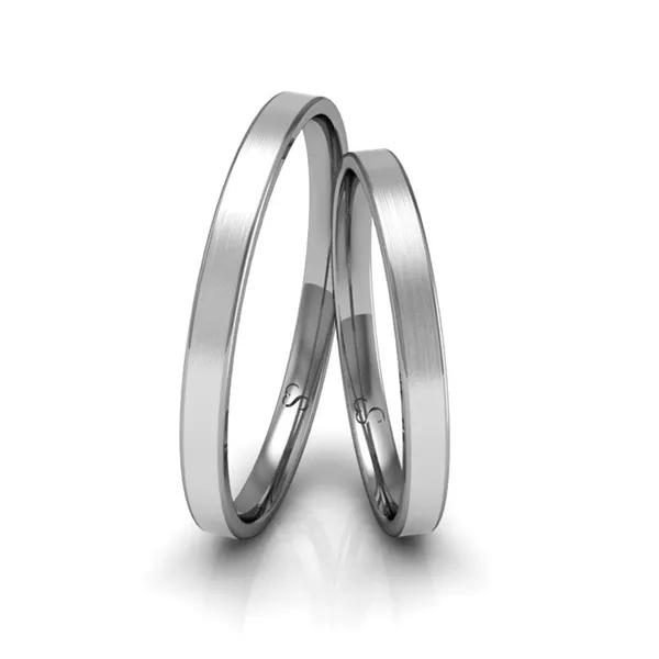 Alianças Casamento Linha Classic Ouro Branco 2mm Quadrada Fosca 3g
