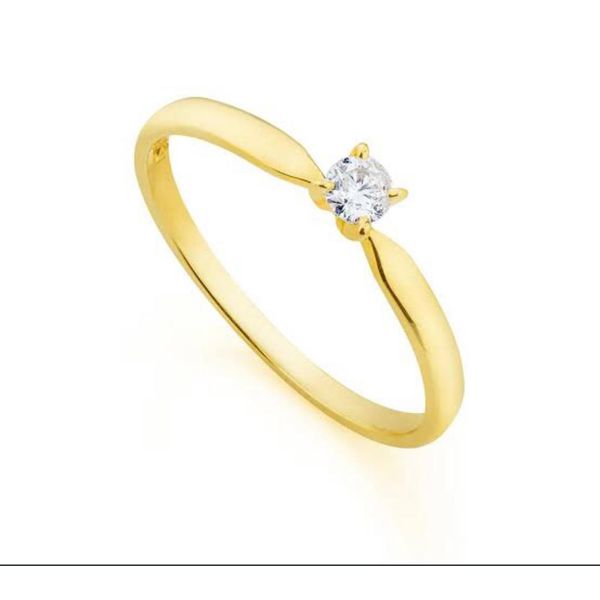 Solitário em Ouro 18k com 1 Pedra de Zircônia