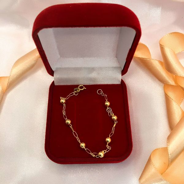 Pulseira Infantil Ouro 18K - Bolinha