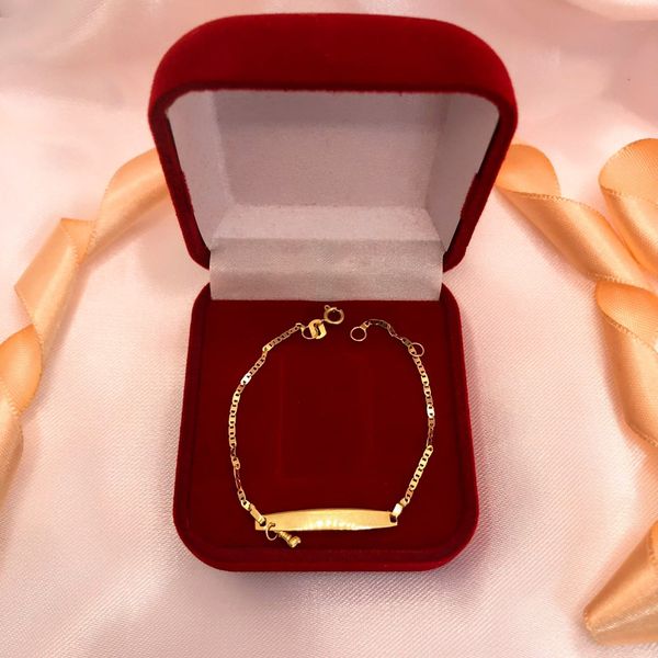 Pulseira Infantil Ouro 18K - Plaquinha Figa