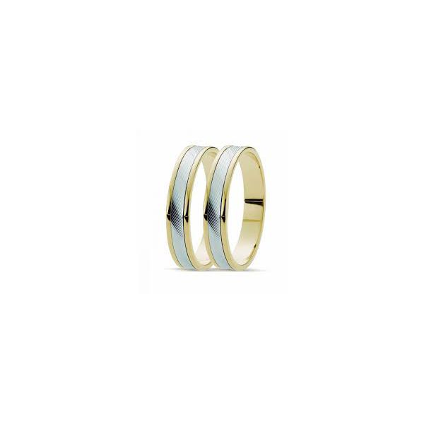 Aliança de Bodas com Ouro Amarelo e Ouro Branco - Modelo Tóquio