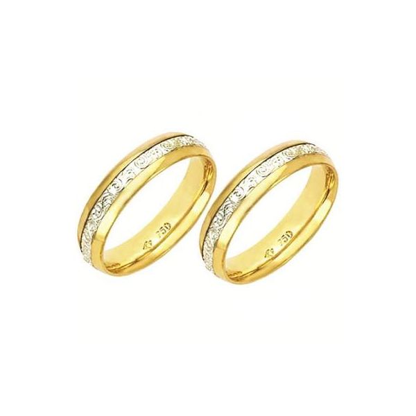 Aliança de Bodas com Ouro Amarelo e Ouro Branco - Modelo Amsterdam