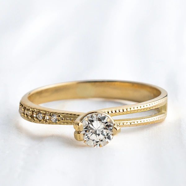 Anel Noivado Ouro18k - Flor Zirconia
