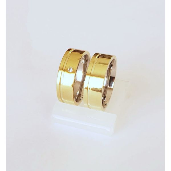 Aliança Ouro 18k 750 e Prata 950 - Modelo Clarissa