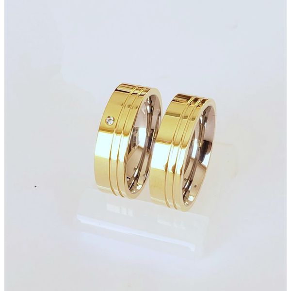 Aliança Ouro 18k 750 e Prata 950 - Modelo Leonor