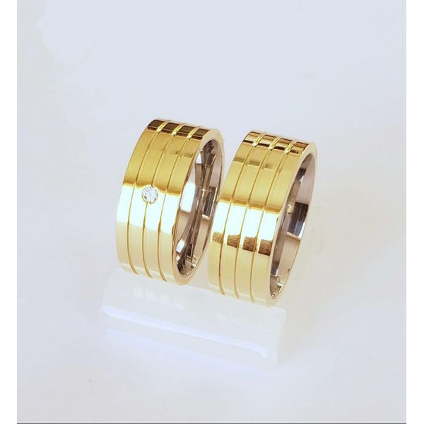 Aliança Ouro 18k 750 e Prata 950 - Modelo Yoko