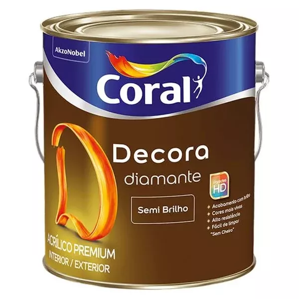 Decora Diamante Acrílico Premium (Semibrilho) 3,6L Coral