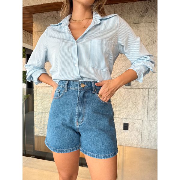 Short Fabia mom jeans - Lavagem média