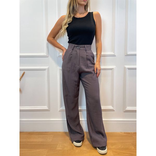 Calca Ava Alfaiataria Wide Leg cinza AMARI BRAND