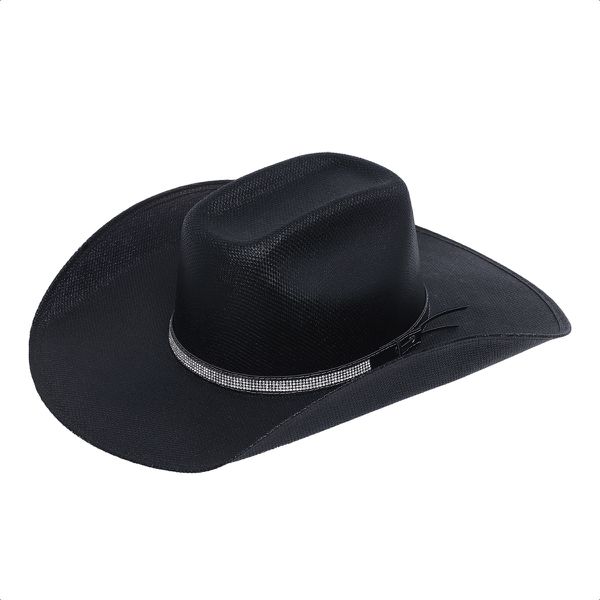 Chapéu Preto De Strass Country Rodeio Feminino