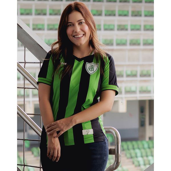 Camisa Feminina Jogo 1 2024 América Mineiro Preto e Verde Volt 