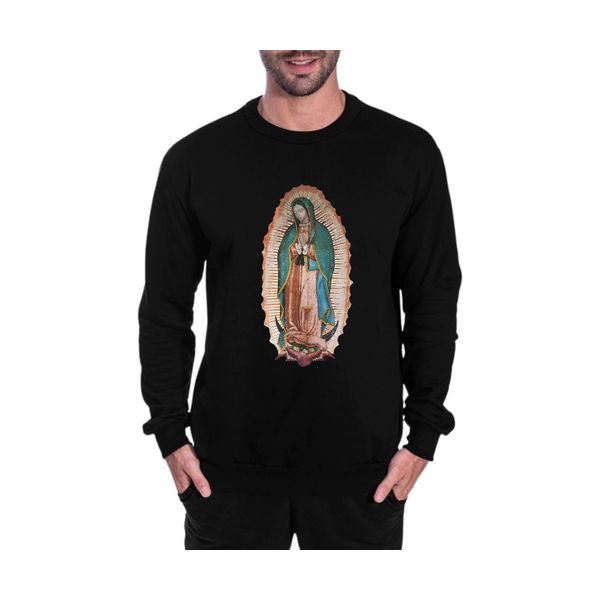 Moletom Nossa Senhora De Guadalupe Cristão Católico Algodão Preto