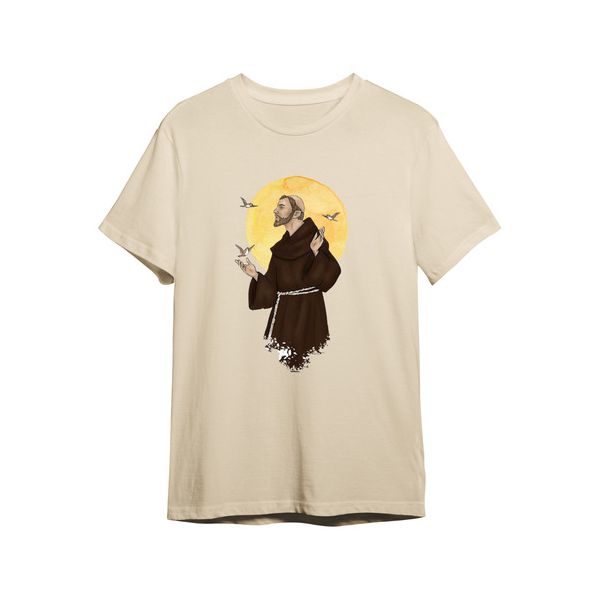 Camiseta São Francisco Assis Marrom Algodão Santo Católico