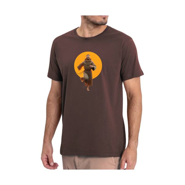 Camiseta São Francisco Marrom Católico Algodão Católico