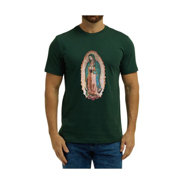 Camiseta Religiosa Católica Guadalupe Verde Musgo Unissex Verde-Musgo
