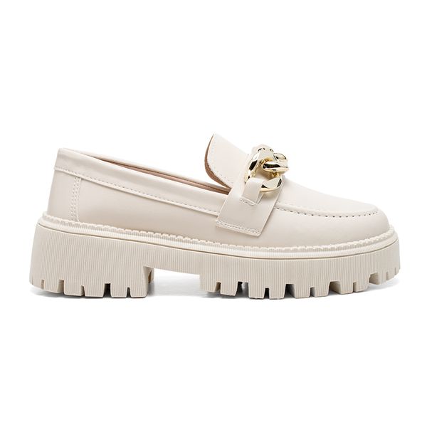 MOCASSIM TRATORADO SANDY OFF WHITE ELOS DOURADO