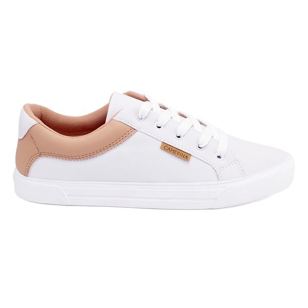 Tênis Feminino Casual Branco e Nude