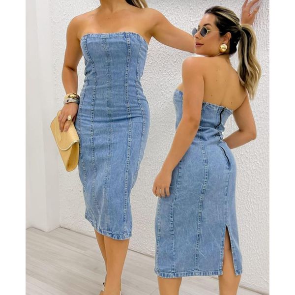 ﻿Vestido Midi Jeans