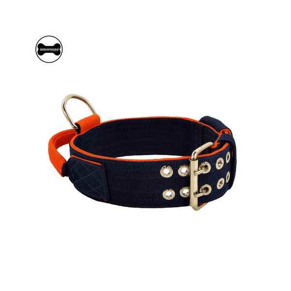 Coleira Para Cachorro Poderosso (Azul Marinho e Laranja)