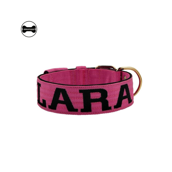 Coleira Para Cachorro Personalizada (Rosa e Preto)