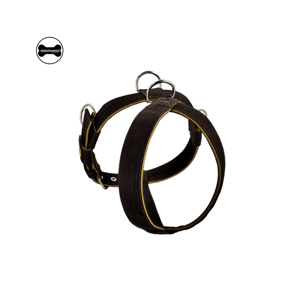 Peitoral Tradicional Amorosso® (marrom e bege ) + Super Guia Curta 80cm