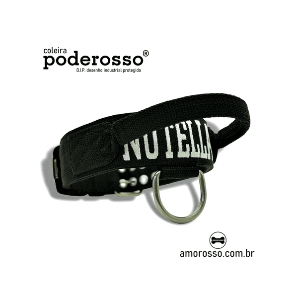 Coleira Para Cachorro Com Alça Personalizada (total black)