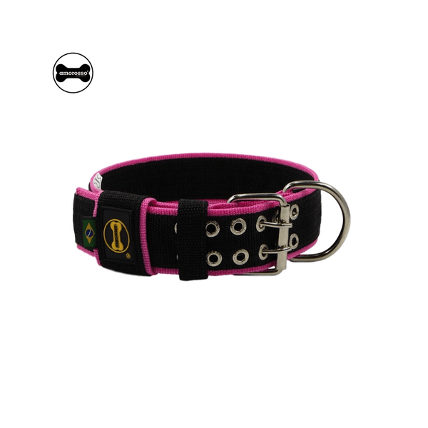  Coleira Para Cachorro Amorosso Slim (preto e pink)