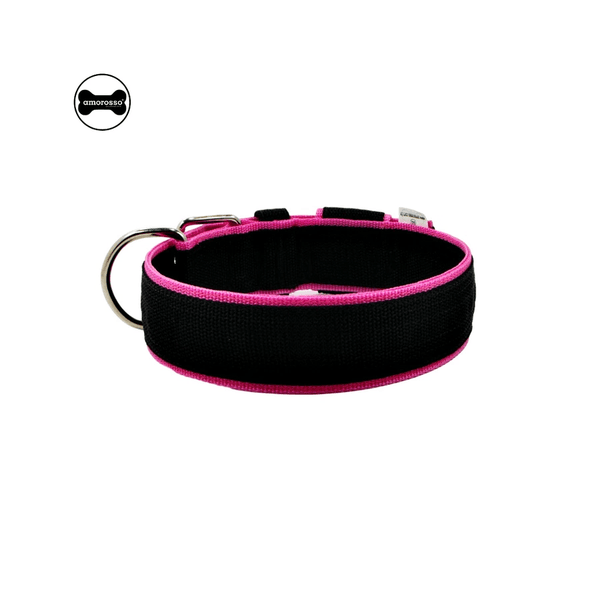  Coleira Para Cachorro Amorosso Slim (preto e pink)