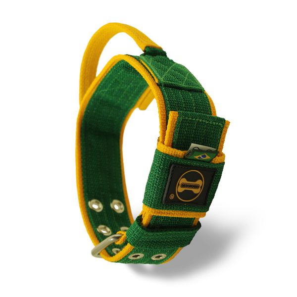 Coleira Poderosso Slim - Verde e Amarelo